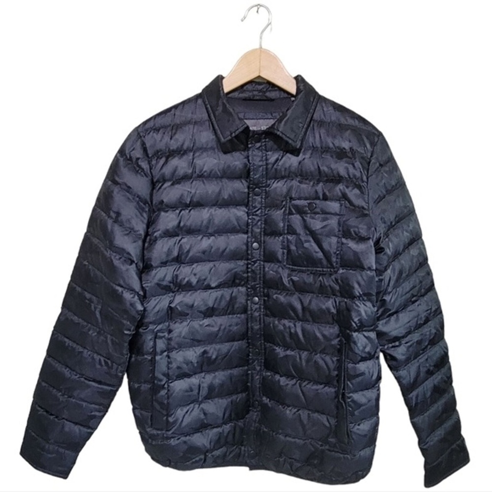Slate & Stone Collar Down Snap Puffer Jacket Nylon BLACK CAMO size L